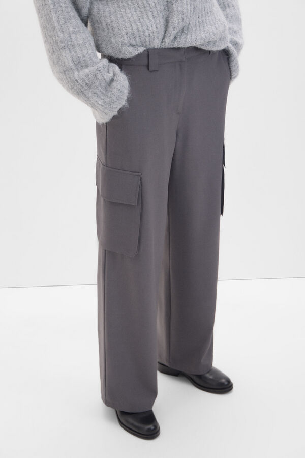 Cortefiel Calça alfaiate cargo Cinzento