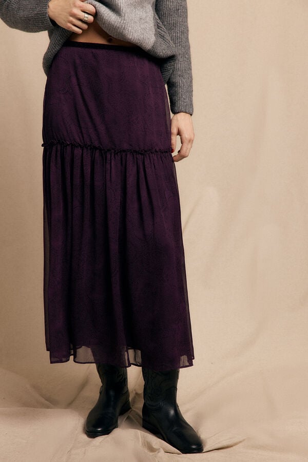 Slowlove Falda midi estampada Estampado morado