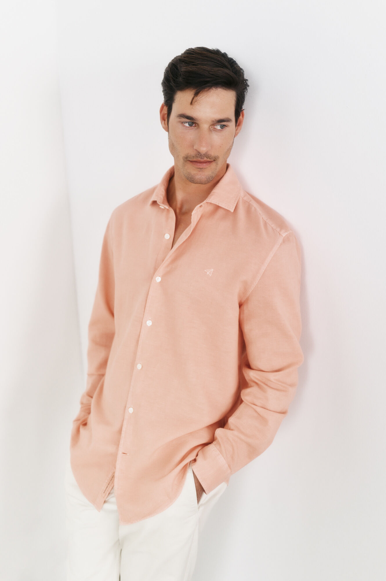 OOTO Camisa algod&atilde;o linho manga comprida