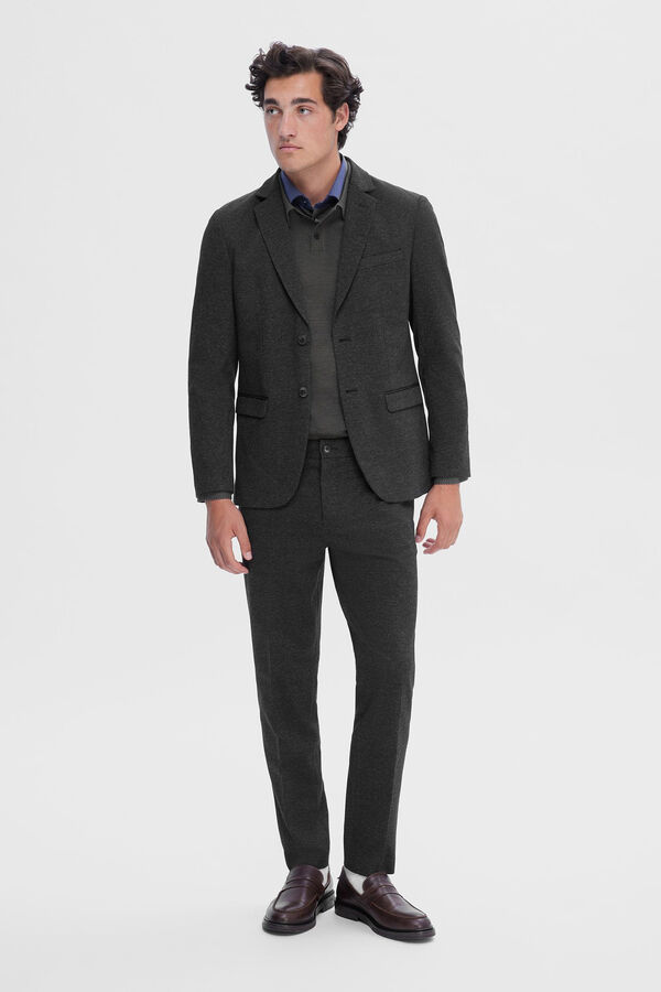 Selected Americana de hombre slim fit tejido estilo jersey Gris