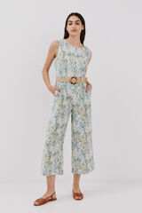 Cortefiel Mono con cinturón Estampado verde