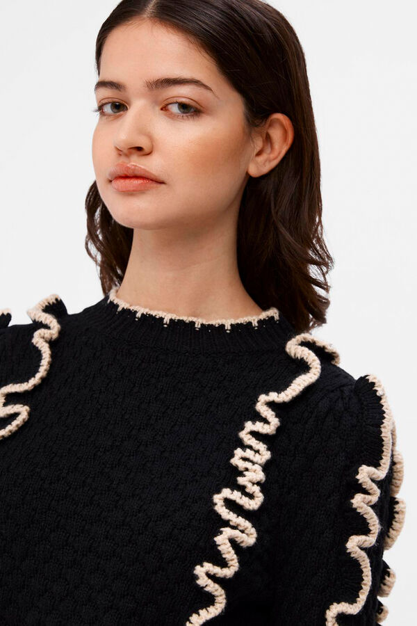 Object Jersey volantes a contraste Negro