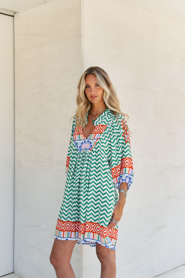 Jaase Vestido mini estampado Boheme Verde