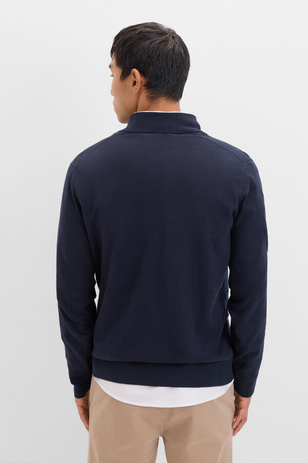 Cortefiel Jersey algod&oacute;n cashmere cuello alto botones Azul marino