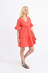 Molly Bracken Vestido de manga curta com folhos Vermelho