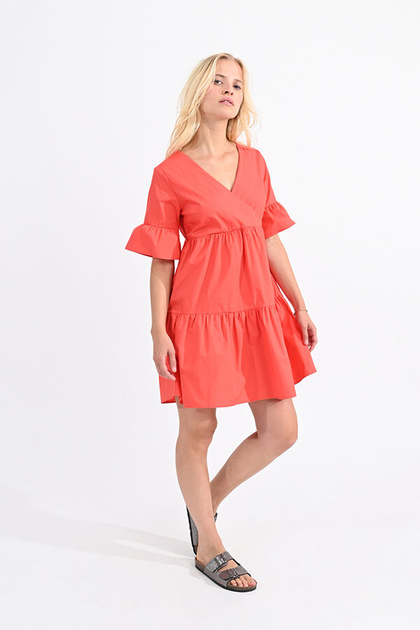 Molly Bracken Vestido de manga curta com folhos Vermelho