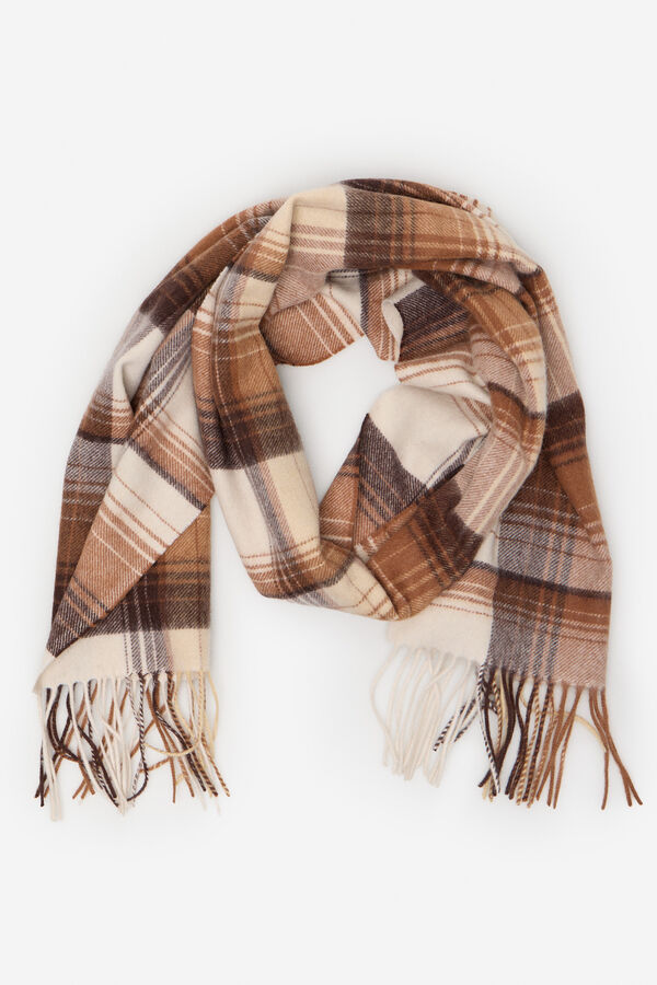 Cortefiel Cachecol tecido xadrez Castanho