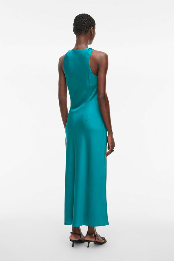 Vila Vestido midi satinado de fiesta Turquesa
