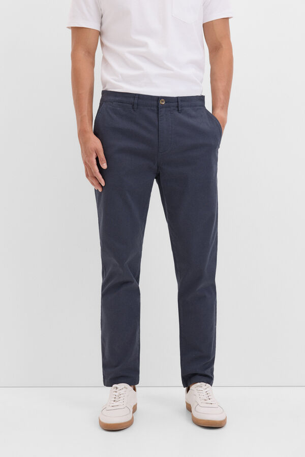 Cortefiel Pantal&oacute;n chino estampado slim fit Azul marino