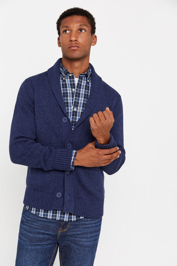 Cortefiel Cardigan algod&oacute;n estructura cierre botones Azul