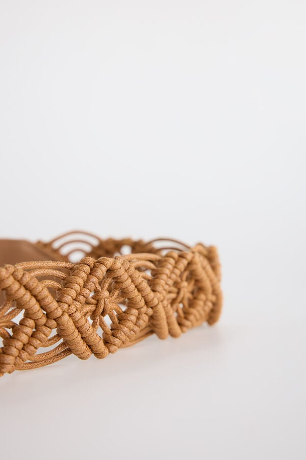 Slowlove Cinto pele entran&ccedil;ado Castanho