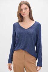 Cortefiel T-shirt b&aacute;sica gola em bico Azul