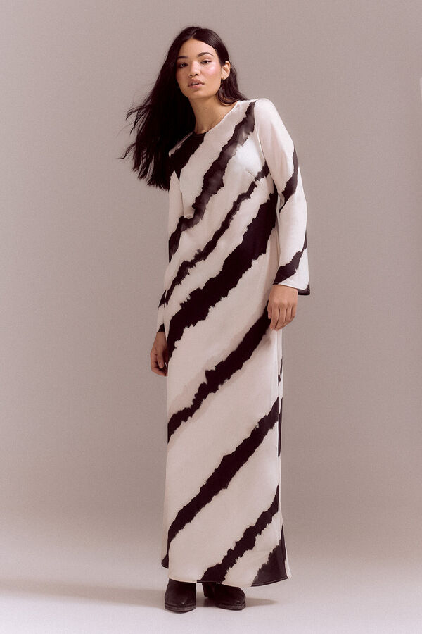 Slowlove Vestido recto rayas tie dye Multicolor