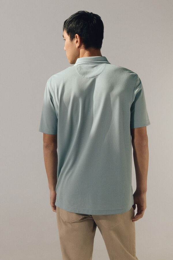 Cortefiel Camisa p&oacute;lo com gola jacquard Coolmax&reg; Azul