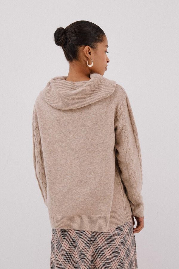 Cortefiel Jersey cuello amplio Beige