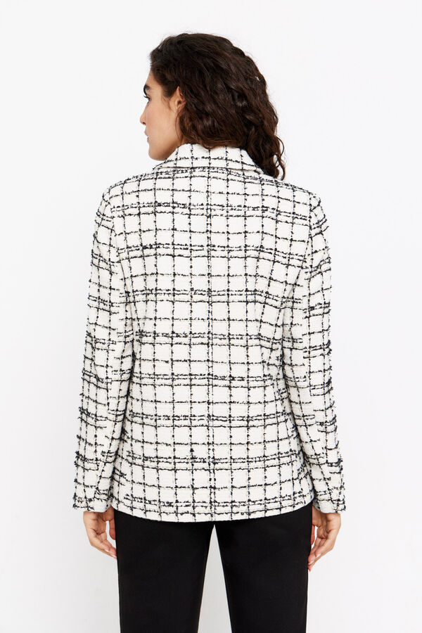 Cortefiel Blazer de tweed Estampado blanco