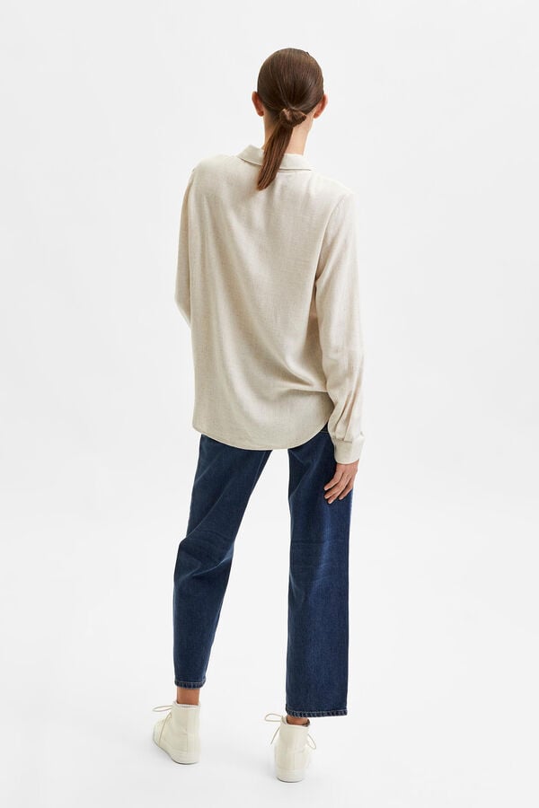 Selected Camisa de manga larga de lino Regular Fit Beige