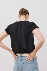Cortefiel Blusa manga volante Negro