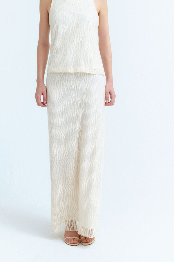 Vila Falda midi encaje Gris