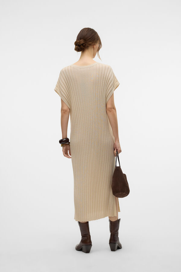 Vero Moda Vestido midi canalé Gris