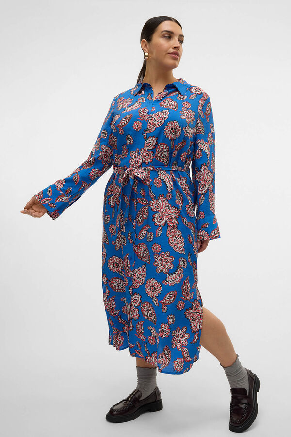 Vero Moda Curve Vestido midi camisero talla grande Azul