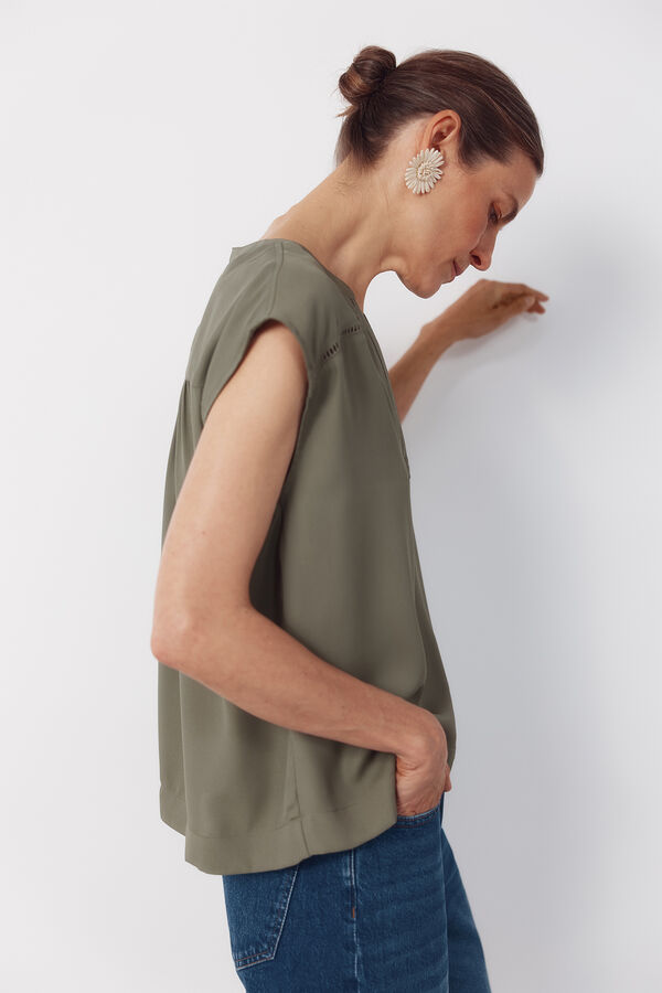 Cortefiel Blusa Entredos Verde