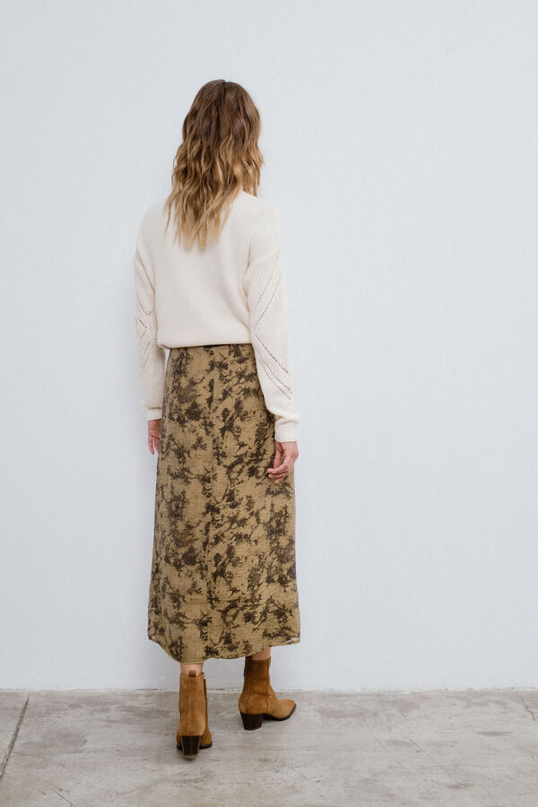 Vila Falda midi estampada Marr&oacute;n