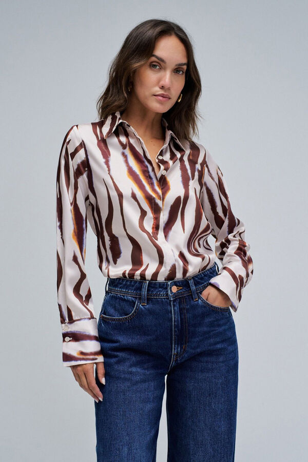 Salsa Jeans Camisa regular Marr&oacute;n