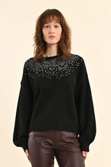 Molly Bracken Jersey de mujer de manga larga detalle lentejuelas Negro