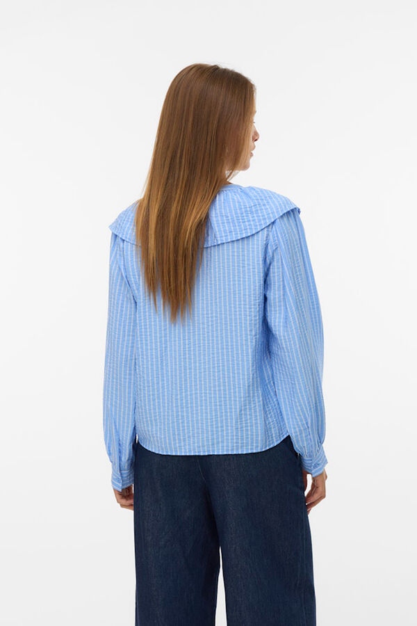 Vero Moda Blusa manga larga de mujer con volantes Azul