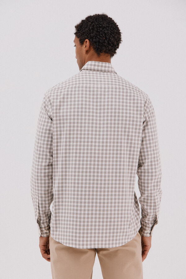 Cortefiel Camisa twill xadrez Tostado