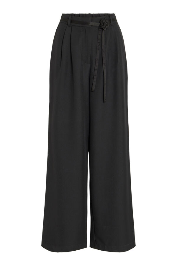 Vila Pantal&oacute;n ancho de vestir con cintur&oacute;n flor Negro
