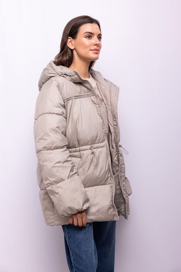 Object Abrigo acolchado capucha Beige