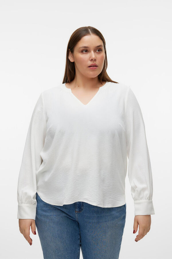Vero Moda Curve Top de manga comprida e gola em V Curve Branco
