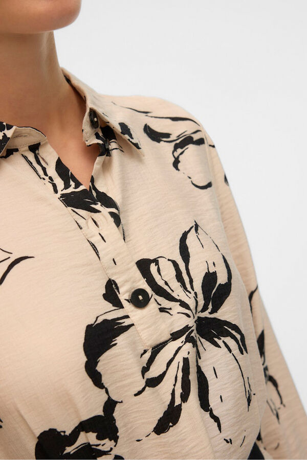 Vero Moda Vestido camisa esvoa&ccedil;ante  Tostado