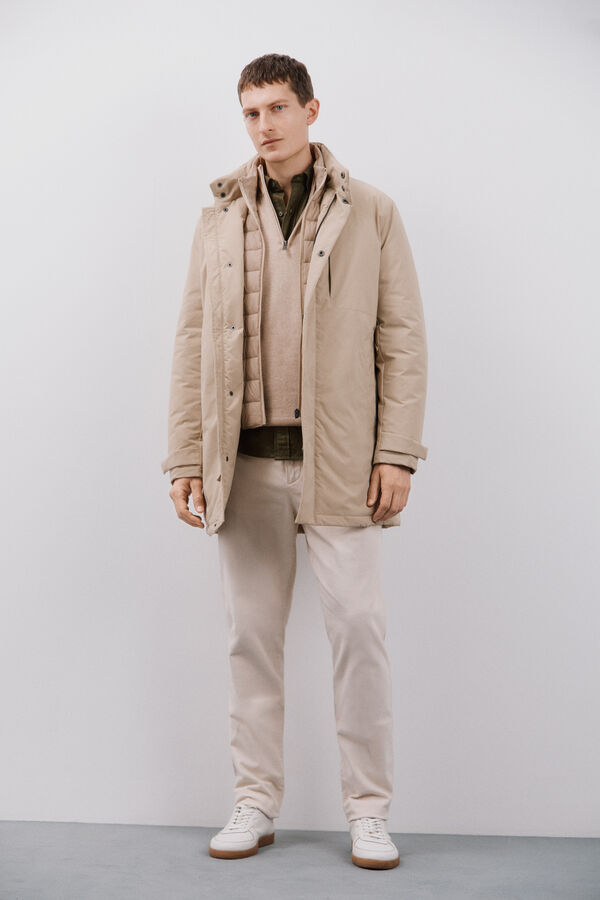 Cortefiel Impermeable con desmontable Beige