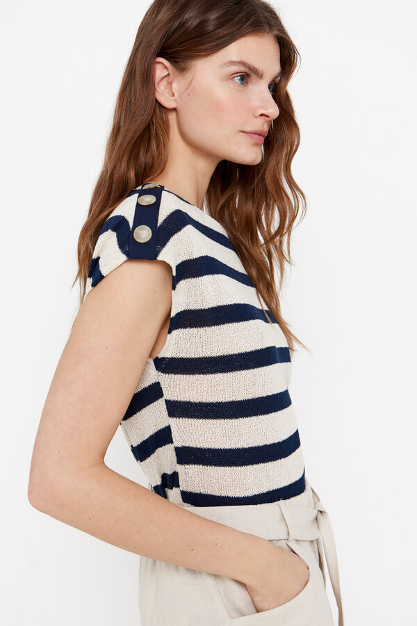 Cortefiel Camiseta textura rayas Estampado azul