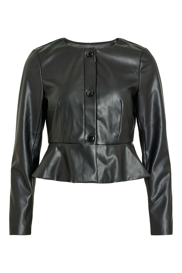 Vila Chaqueta polipiel con peplum Negro