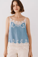 Cortefiel Top lingerie bordado Azul