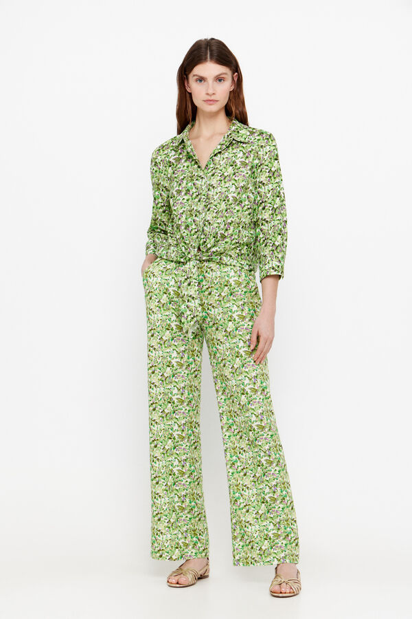 Cortefiel Pantal&oacute;n lino estampado Multicolor