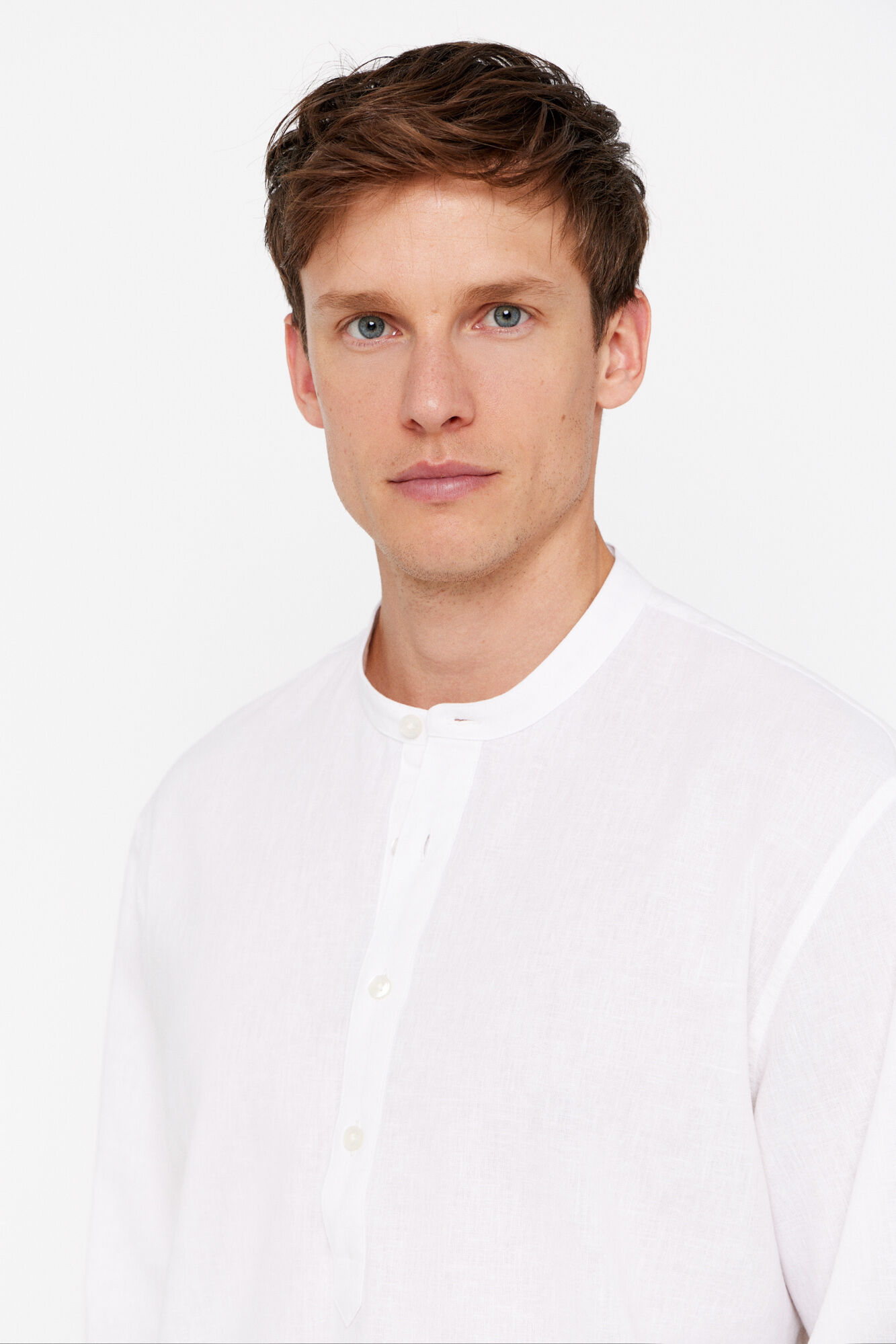 Cortefiel Polera lino algod&oacute;n cuello mao