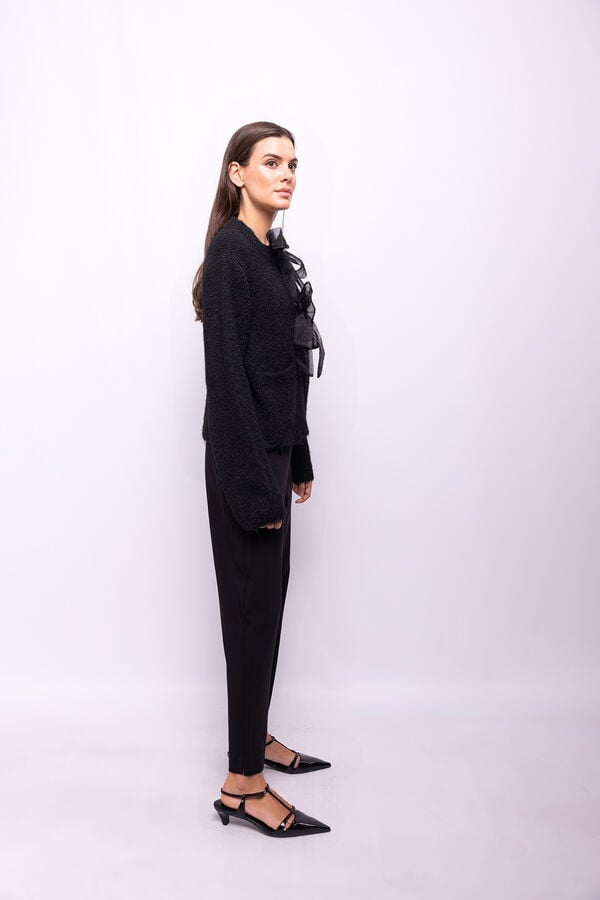 Object Cardigan punto con lazos Negro