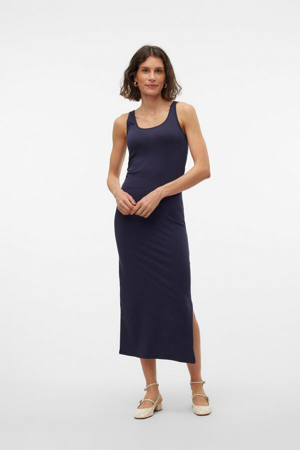 Vero Moda Vestido midi de algod&oacute;n Azul marino