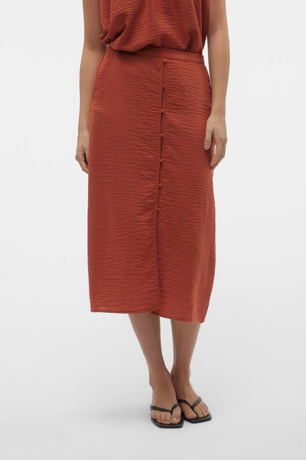 Vero Moda Falda midi abotonada Rojo