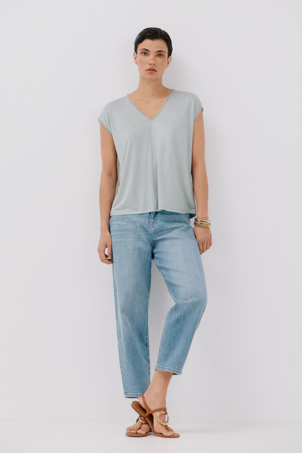 Cortefiel Camiseta b&aacute;sica vainicas Kaki