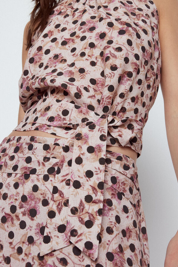 Slowlove Top haltere com n&oacute; de bolinhas Impress&atilde;o