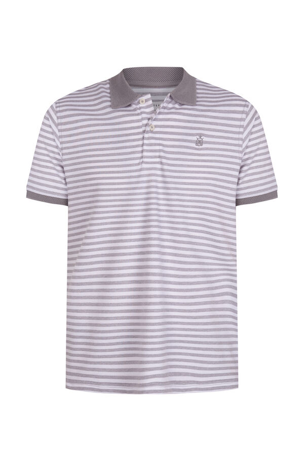 Cortefiel Polo oxford de riscas gola contraste Cinzento