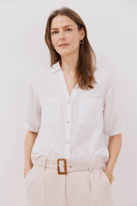 Cortefiel Camisa manga corta con lino