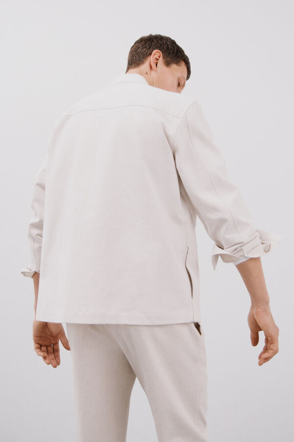 Cortefiel Overshirt de linho de algod&atilde;o coordenado Tostado