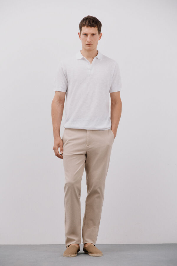 Cortefiel Suéter polo de algodão manga manga curta Branco